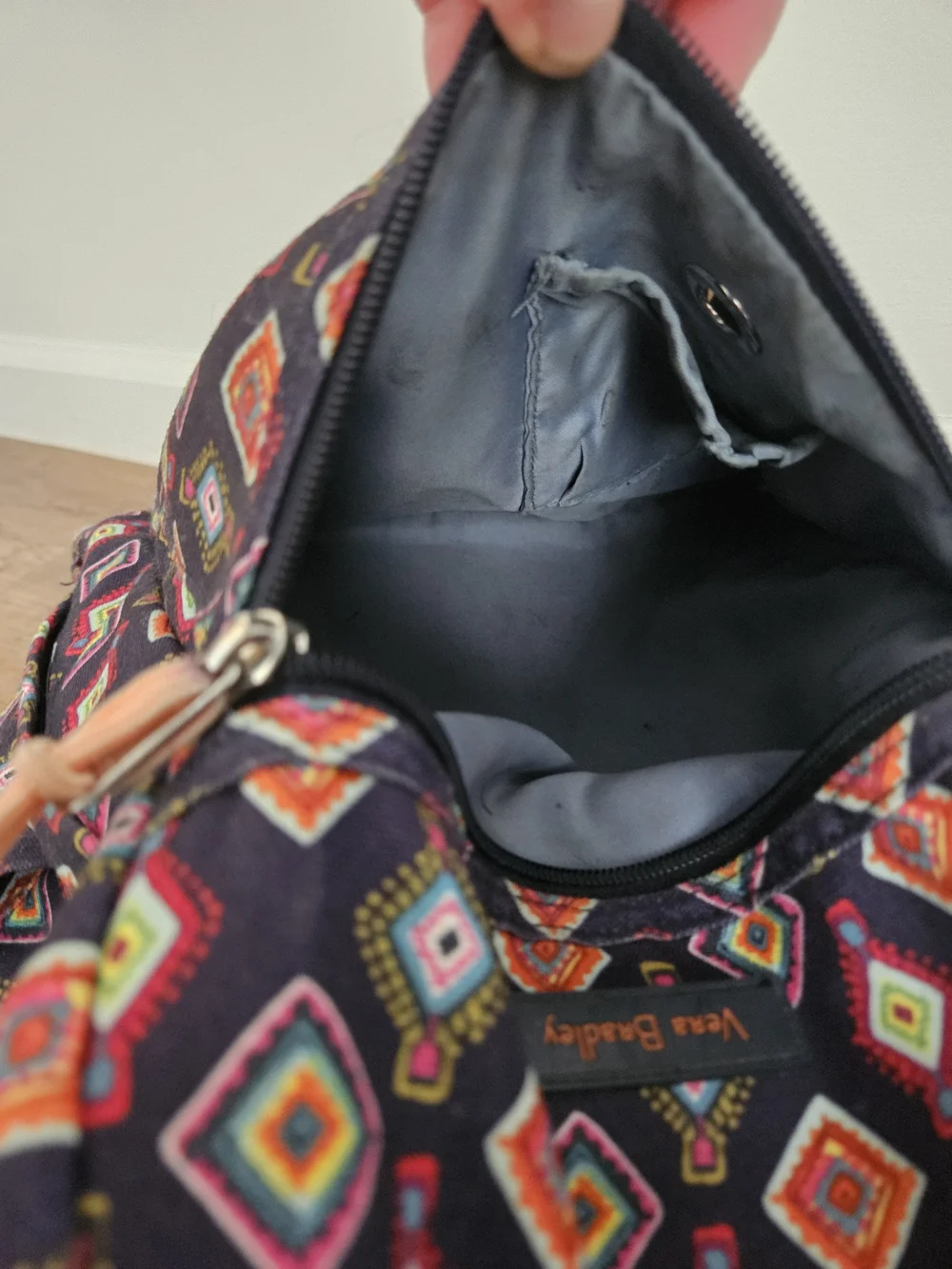 Vera Bradley Navy Backpack with Multicolor Diamond Print